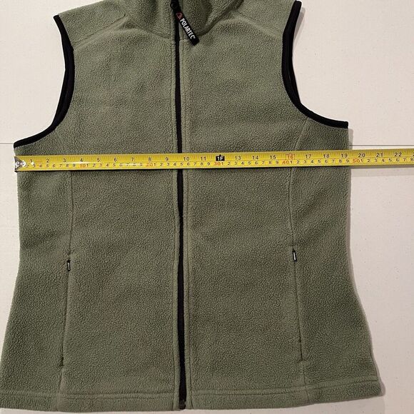 Eddie Bauer Vest Mens Medium Green Full Zip Fleece Polartec Mock Neck Outdoor - Picture 6 of 8
